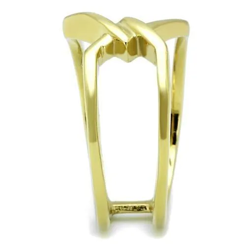 IP Gold(Ion Plating) Stainless Steel Ring with No Stone for Women Style TK1717