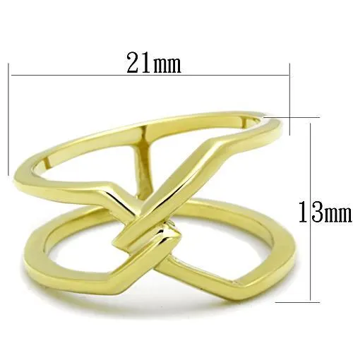 IP Gold(Ion Plating) Stainless Steel Ring with No Stone for Women Style TK1717