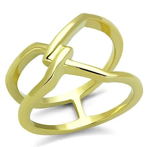 IP Gold(Ion Plating) Stainless Steel Ring with No Stone for Women Style TK1717