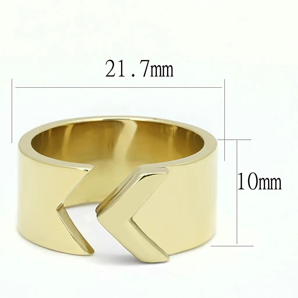 IP Gold(Ion Plating) Stainless Steel Ring with No Stone for Women Style TK3120