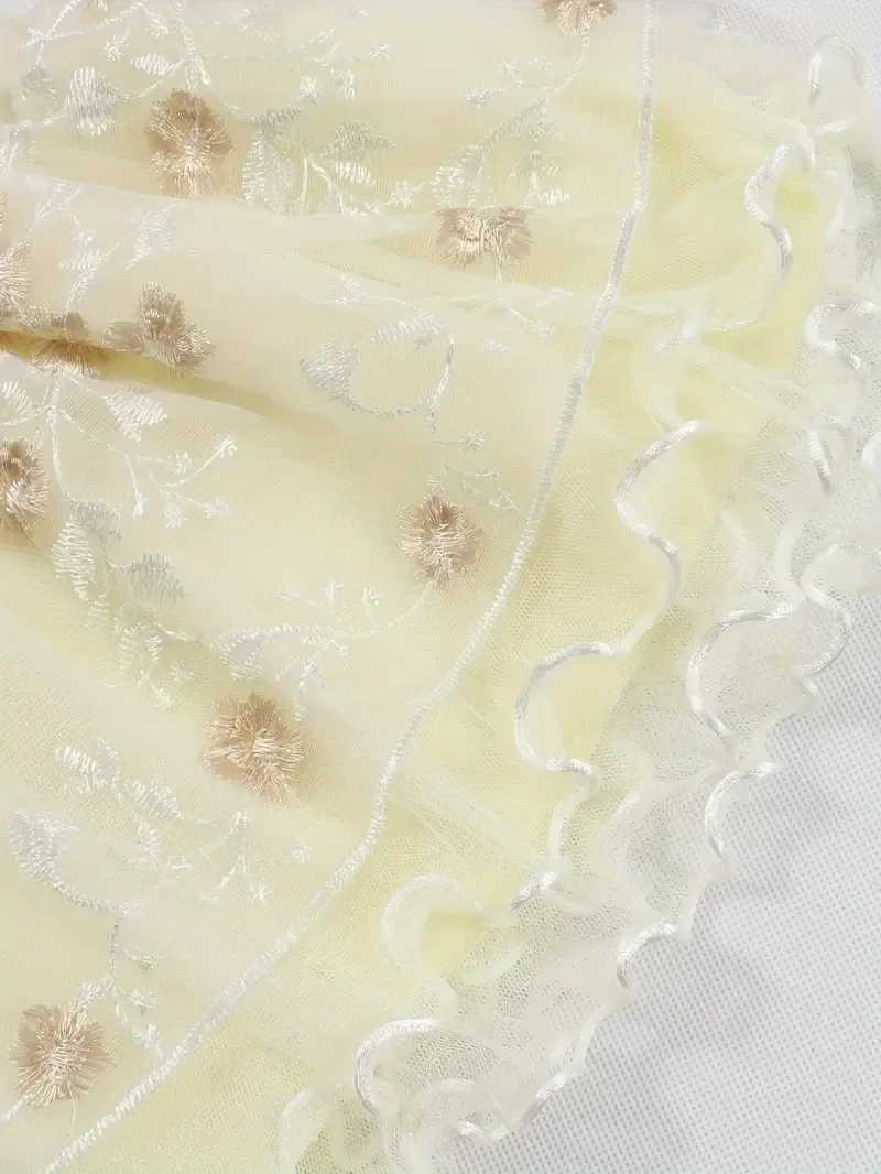 Light Yellow Embroidered Three-layer Tutu Skirt