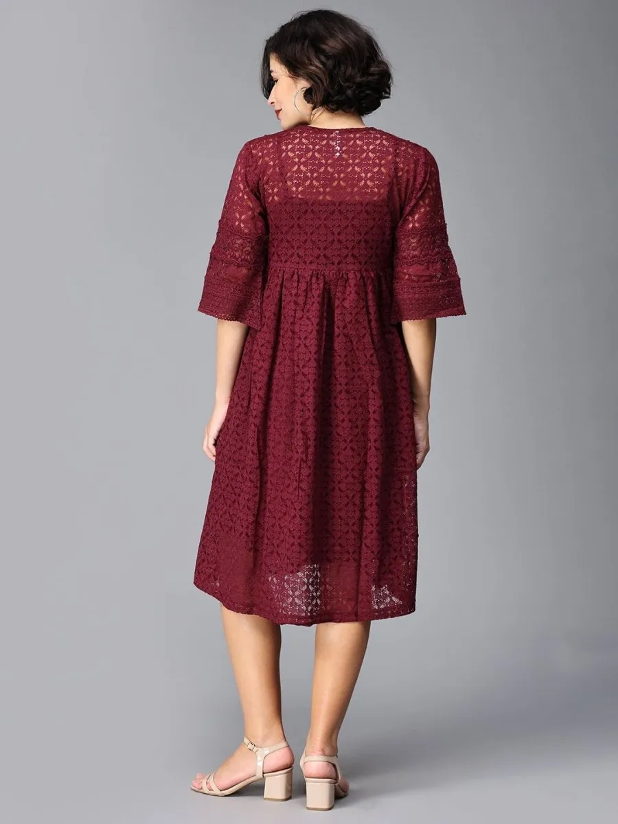 Little Lovely Lace Maternity Midi Dress