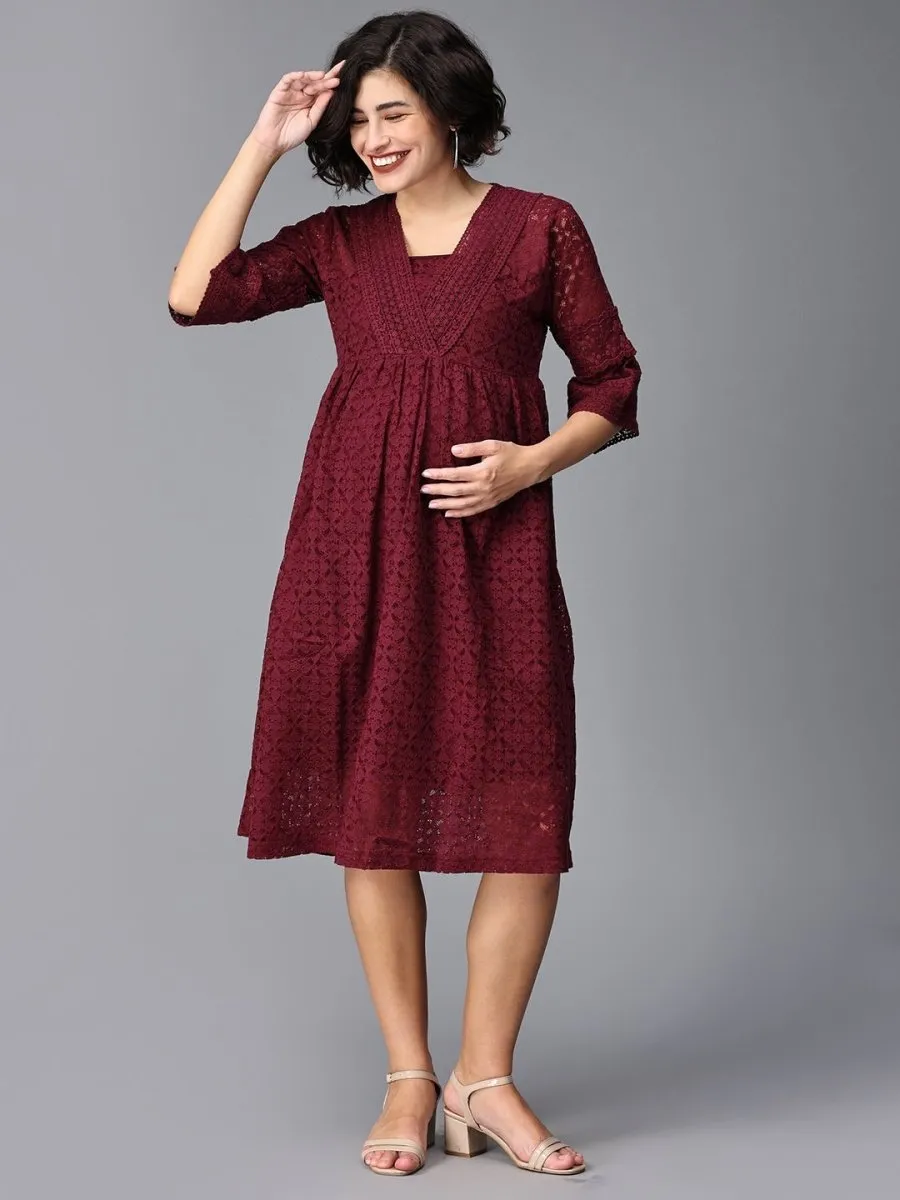 Little Lovely Lace Maternity Midi Dress