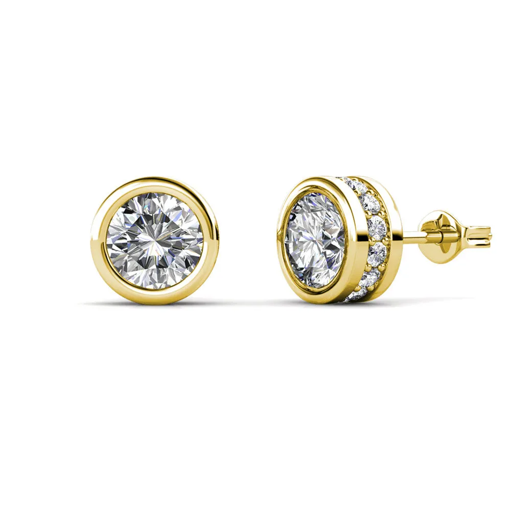 Mae 18k White Gold Plated Stud Earrings with Round Cut Crystals