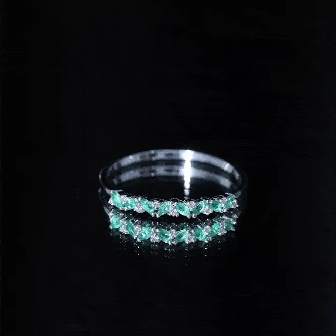 Marquise Emerald and Diamond Half Eternity Ring