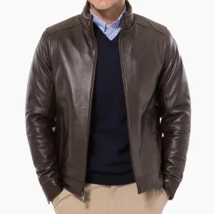 Mens Brown Lambskin Leather Jacket