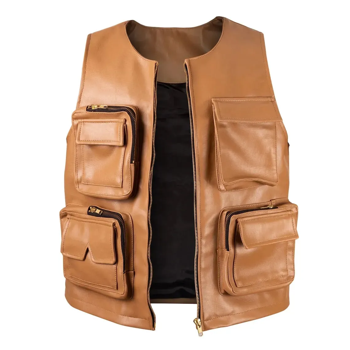 Mens Brown Leather Hunting Vest