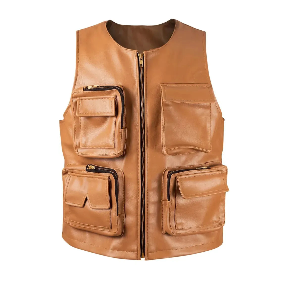 Mens Brown Leather Hunting Vest