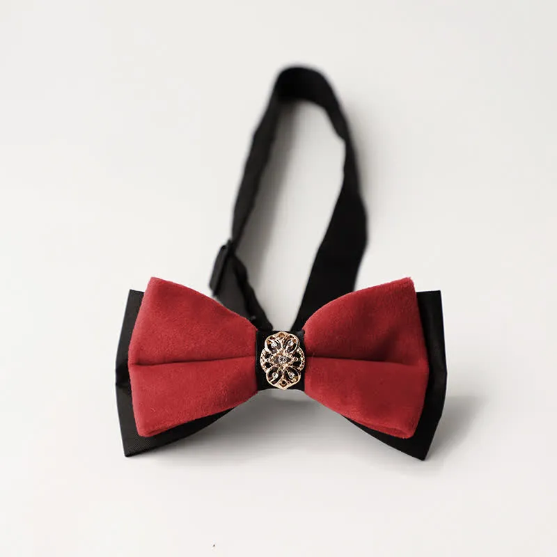 Men's Luxury Velvet Rhinestone Inlaid Wedding Bow Tie