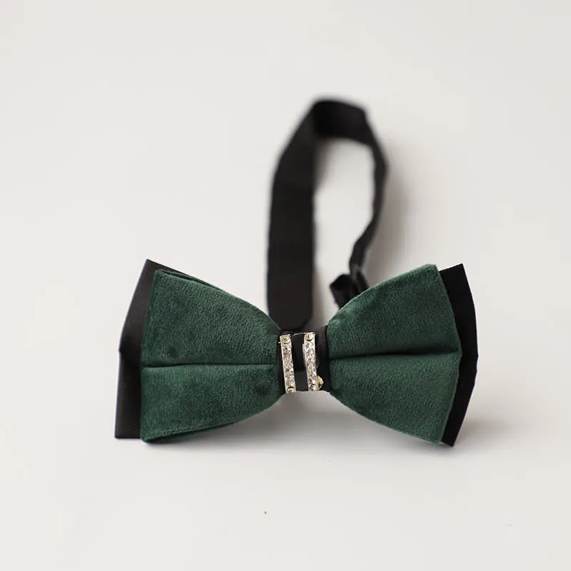 Men's Luxury Velvet Rhinestone Inlaid Wedding Bow Tie