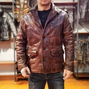 Men's Slim Fit Classic Genuine Cowhide Leather Jacket