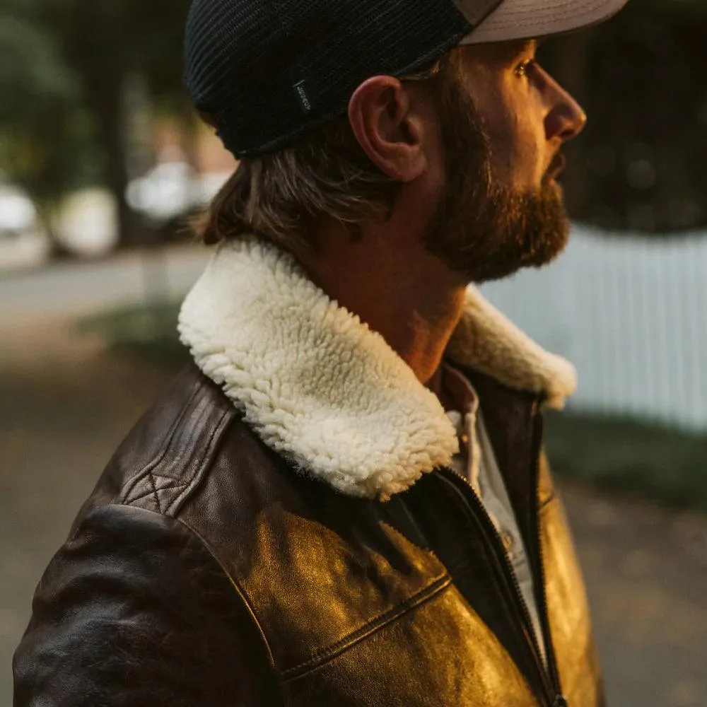 Men's Vintage Brown A2 Lambskin Shearling Bomber Jacket