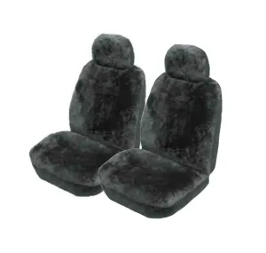 My Car Airbag Compatible 20mm Thick Sheepskin Front Seat Covers, Size 30 - Charcoal Soft Fleece