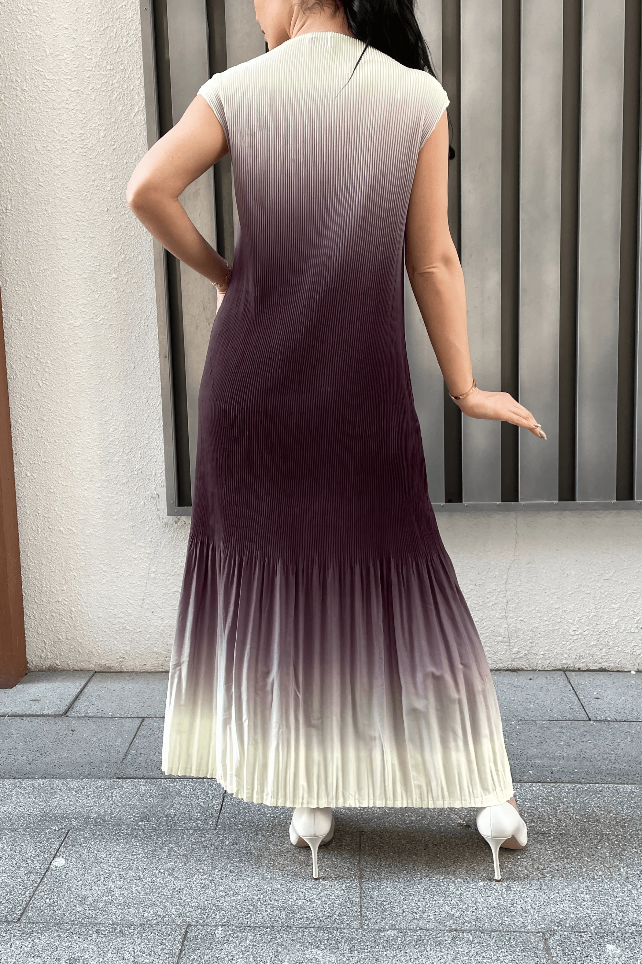 Ombre Stella Fishtail Pleated Dress