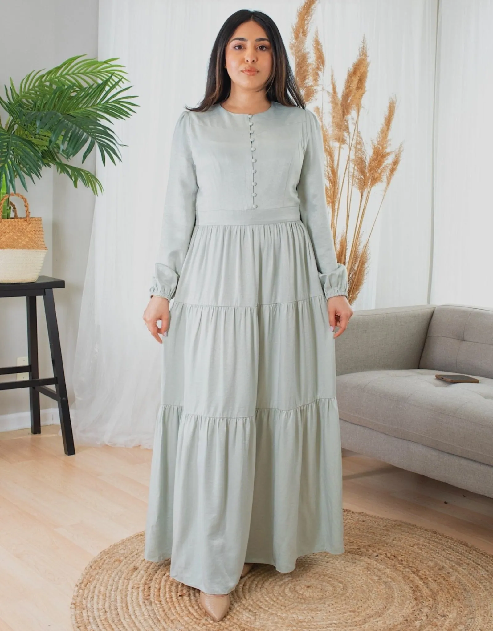 Perfect Elegant Dress for Every Occasion Sage Green Colour long Sleeves Dress