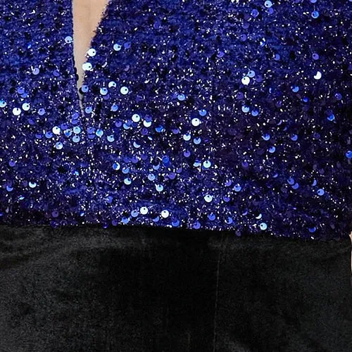 Plus Size Black Velvet Party Dress Off Shoulder Sleeve Blue Sequin Evening Gown