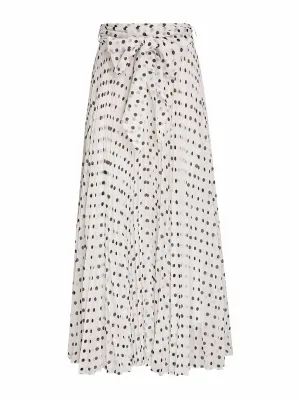 Polka-dot chiffon midi skirt