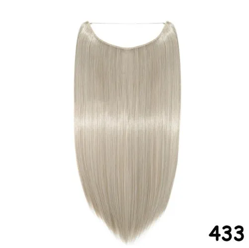 S-noilite 20 inches Invisible Wire No Clips in Hair Extensions Secret Fish Line Hairpieces Silky Straight Synthetic