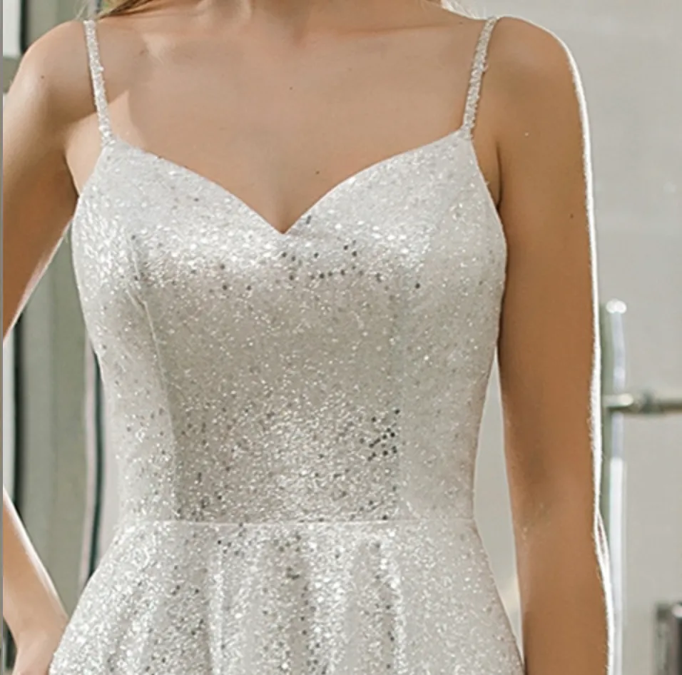 Shimmery Sequined Off-The-Shoulder A-line Bridal Gown