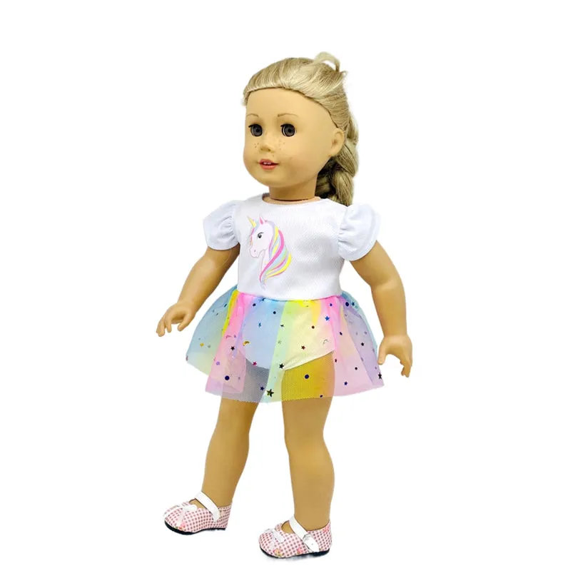 Sparkly Unicorn Yarn Dress for 18 Inch and Baby Dolls