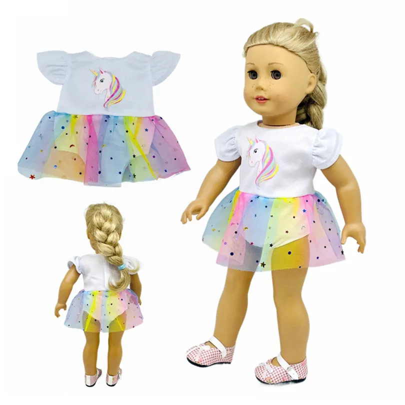 Sparkly Unicorn Yarn Dress for 18 Inch and Baby Dolls