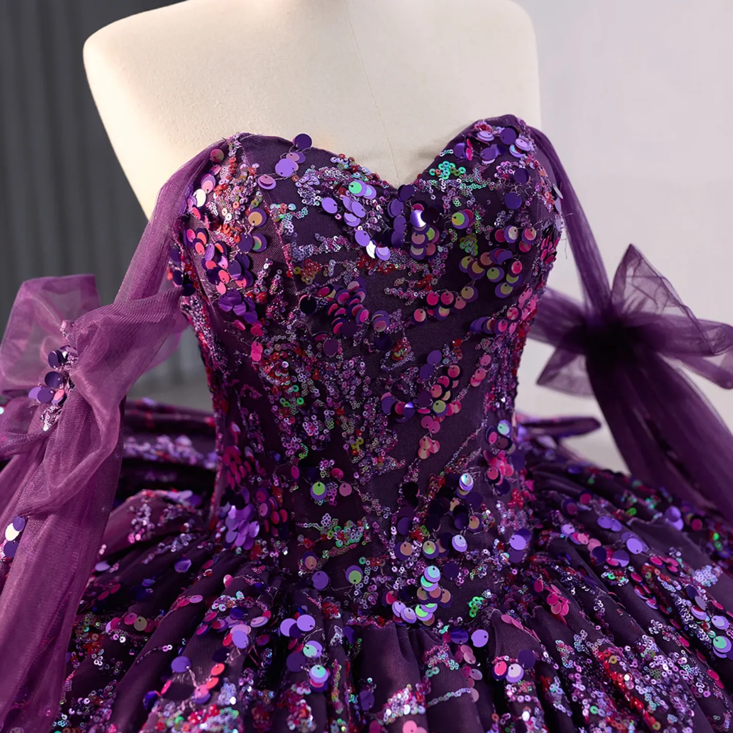 Sweetheart Floral Deep Purple Party Ball Gown Quinceañera Dress