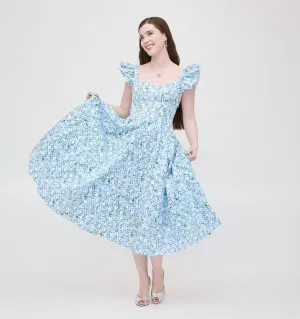 The Daphne Dress - Blue Basketweave Vine