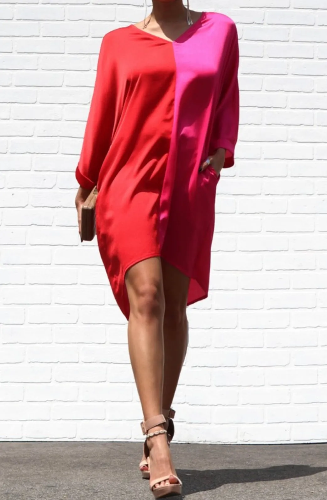 V-neck satin mini dress