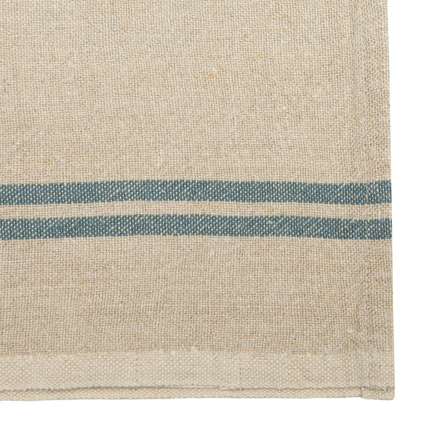 Vintage Linen Napkins Natural & Blue, Set of 4