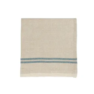 Vintage Linen Napkins Natural & Blue, Set of 4