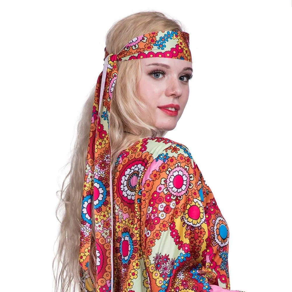 Women Hippie Groovy Lady Retro Costume Halloween 1960s Stage Performance Outfit