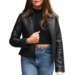 Womens Black Genuine Leather Jacket