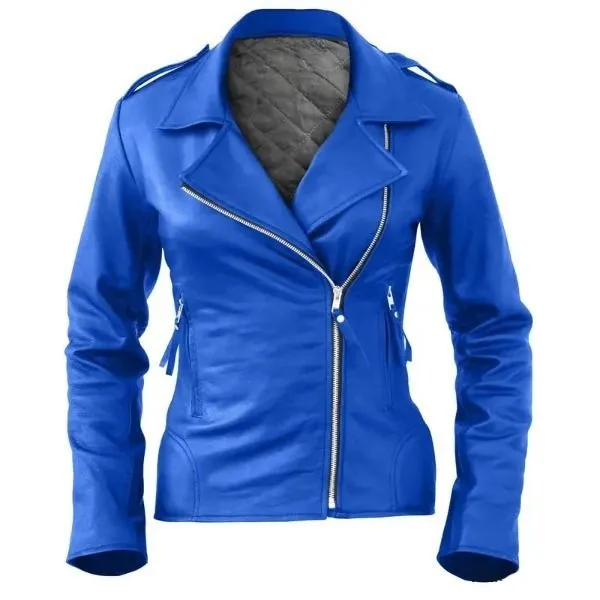 Women's Blue Leather Jacket