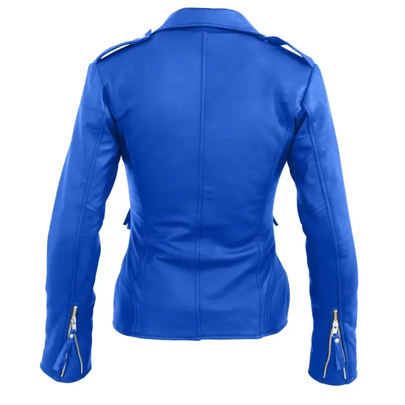 Women's Blue Leather Jacket